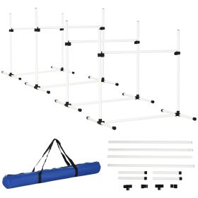 PawHut Dog Agility Training Equipment, 4 Piece Set with Adjustable Height Jump Bars, White PawHut Dog Agility Training Equipment, 4 Piece Set with Adjustable Height Jump Bars, White