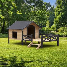 Outdoor Large Wooden Cabin House Style Wooden Dog Kennel with Porch Outdoor Large Wooden Cabin House Style Wooden Dog Kennel with Porch
